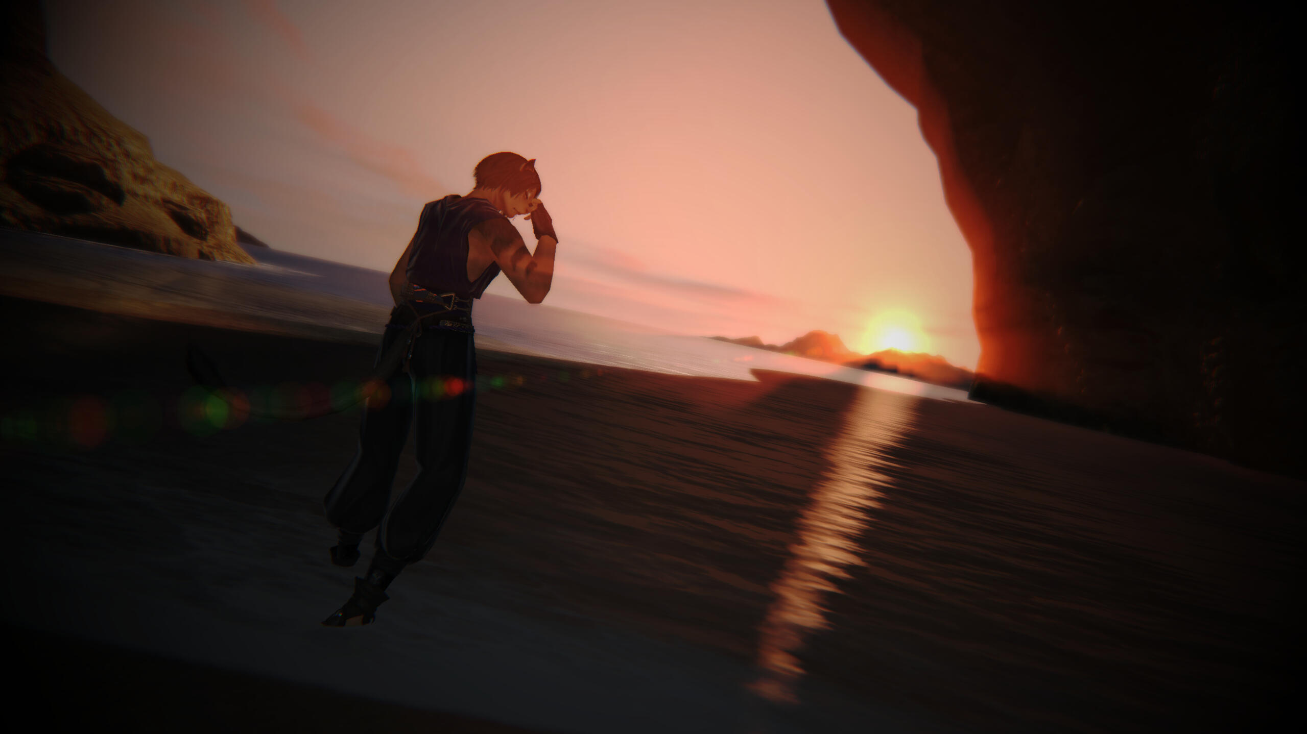 Kreja stands upon the Gangos beach, dazed as the sun settles in the distance.